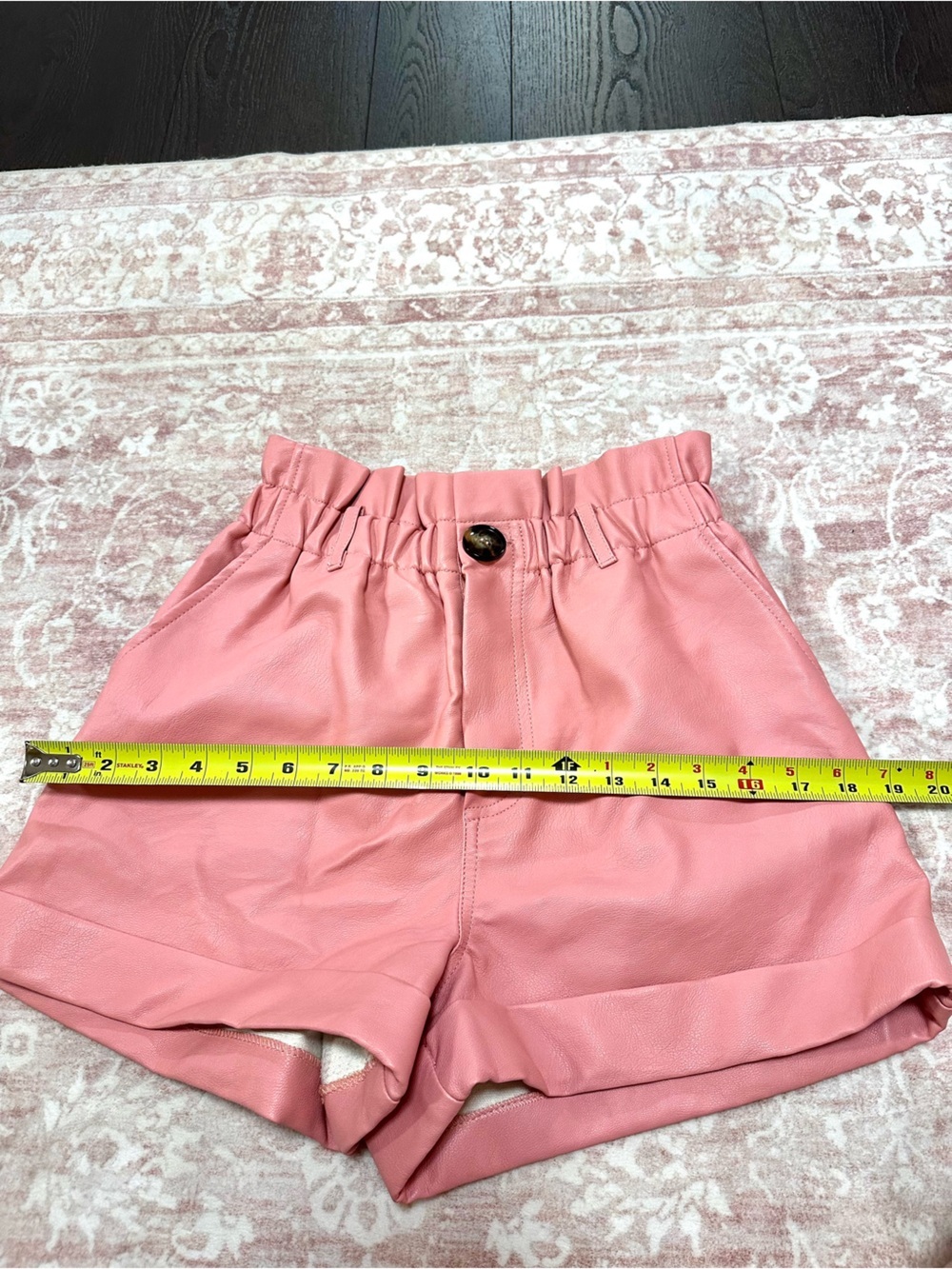 Topshop 🪷 Leather Paper Bag Cuffed Shorts - Picture 10 of 11